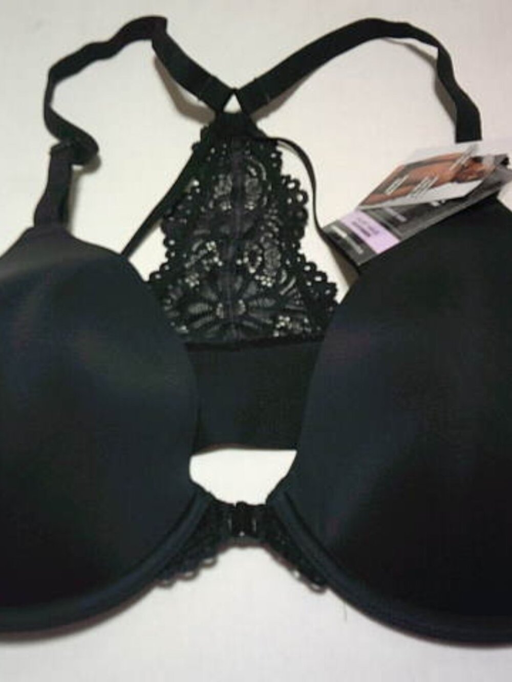 NEW MAIDENFORM BLACK LACE RACERBACK BRA SIZE 35C LIGHLY PADDED UNDERWIRE DESIGN